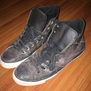 Black Leather motorcycle Converse